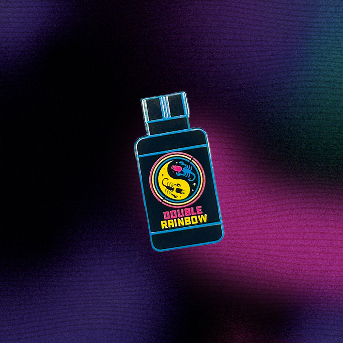 Double Rainbow Retro Bottle Pin - Double Scorpio